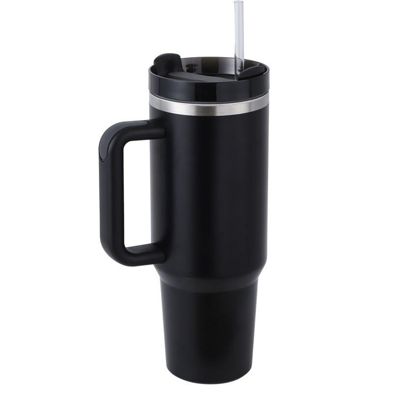 40oz Stainless Steel Coffee Mug with Straw & Handle – Large Capacity Travel Cup