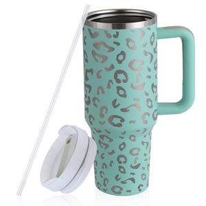 40oz Stainless Steel Coffee Mug with Straw & Handle – Large Capacity Travel Cup