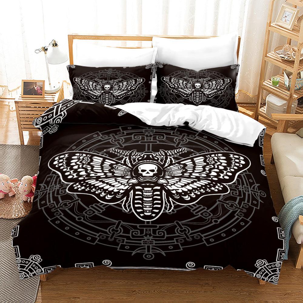 Acherontia Lachesis Printed Bedding Set – Modern 3-Piece Bed Sheet & Quilt Cover