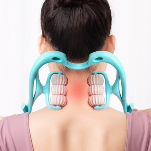 Multifunctional 6-Roller Neck Massager | Manual Massage Tool for Pain Relief