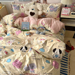Soft Washed Cotton Four-Piece Bedding Set – Fresh Style Quilt Cover & Bed Sheet