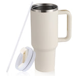 40oz Stainless Steel Coffee Mug with Straw & Handle – Large Capacity Travel Cup