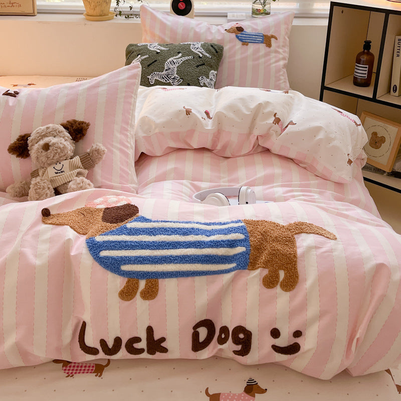 Luxury Cotton Embroidery Four-Piece Bedding Set – Soft, Breathable & Elegant Design