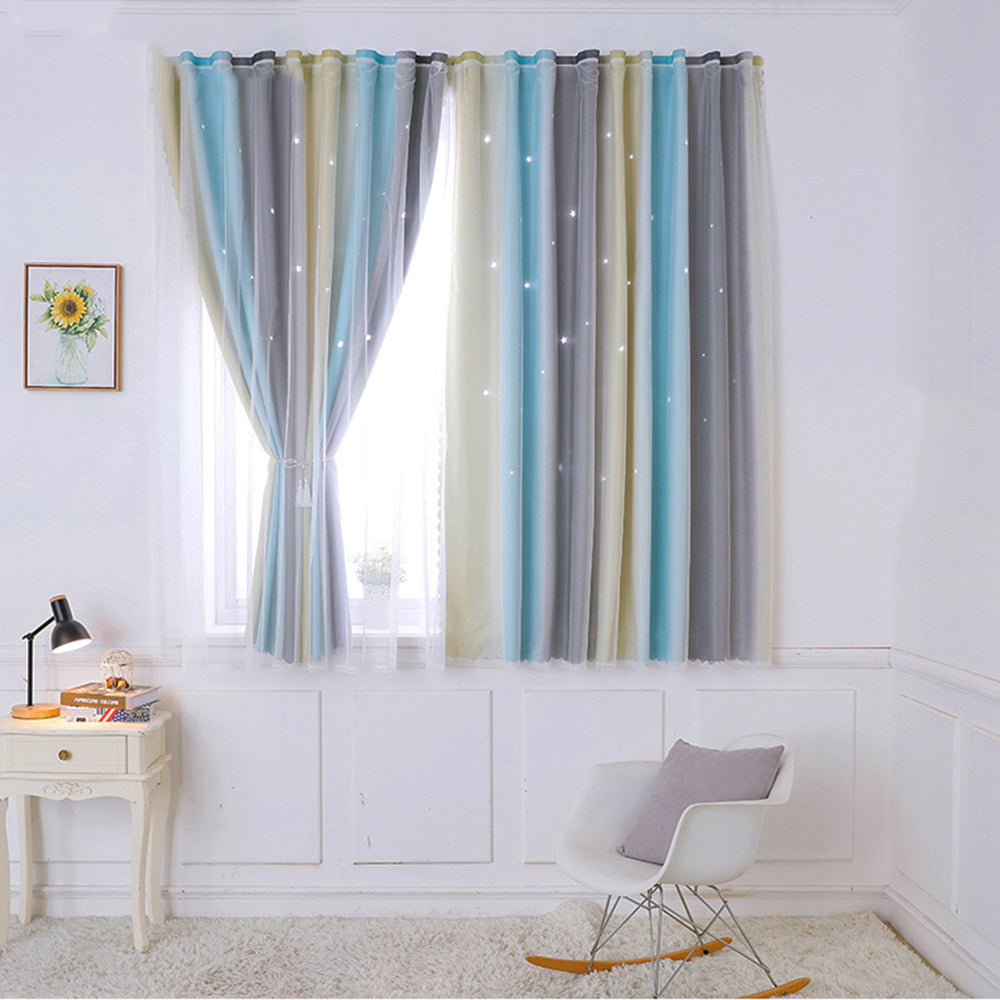 Easy Installation Bedroom Curtains – Rainbow Gradient Blackout & Thermal Insulation