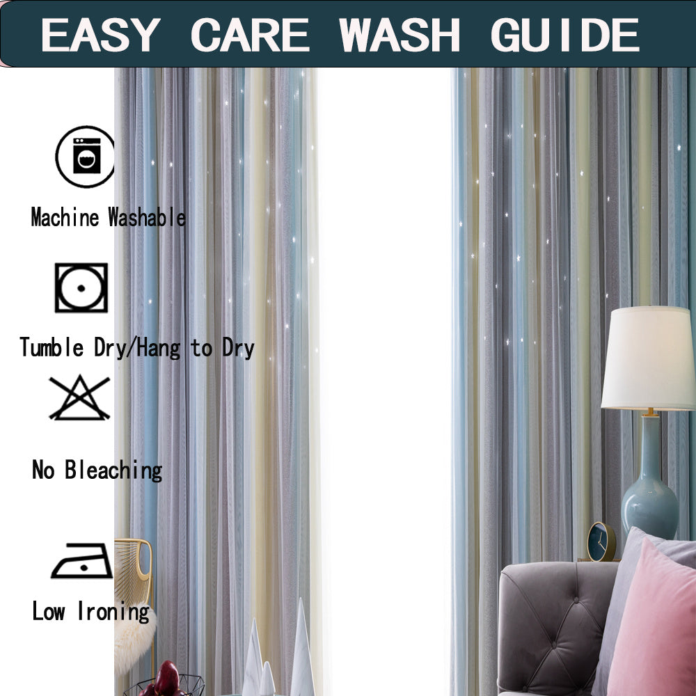 Easy Installation Bedroom Curtains – Rainbow Gradient Blackout & Thermal Insulation