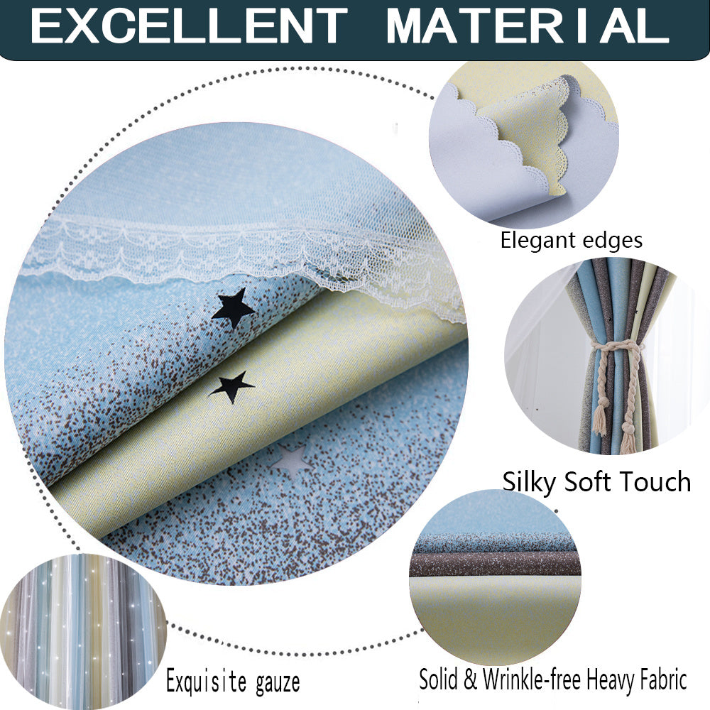 Easy Installation Bedroom Curtains – Rainbow Gradient Blackout & Thermal Insulation