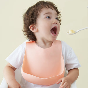 Soft Waterproof Silicone Baby Bib with Food Catcher – Easy Clean Feeding Bib