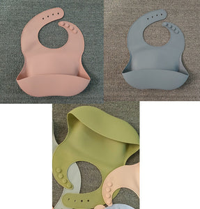Soft Waterproof Silicone Baby Bib with Food Catcher – Easy Clean Feeding Bib