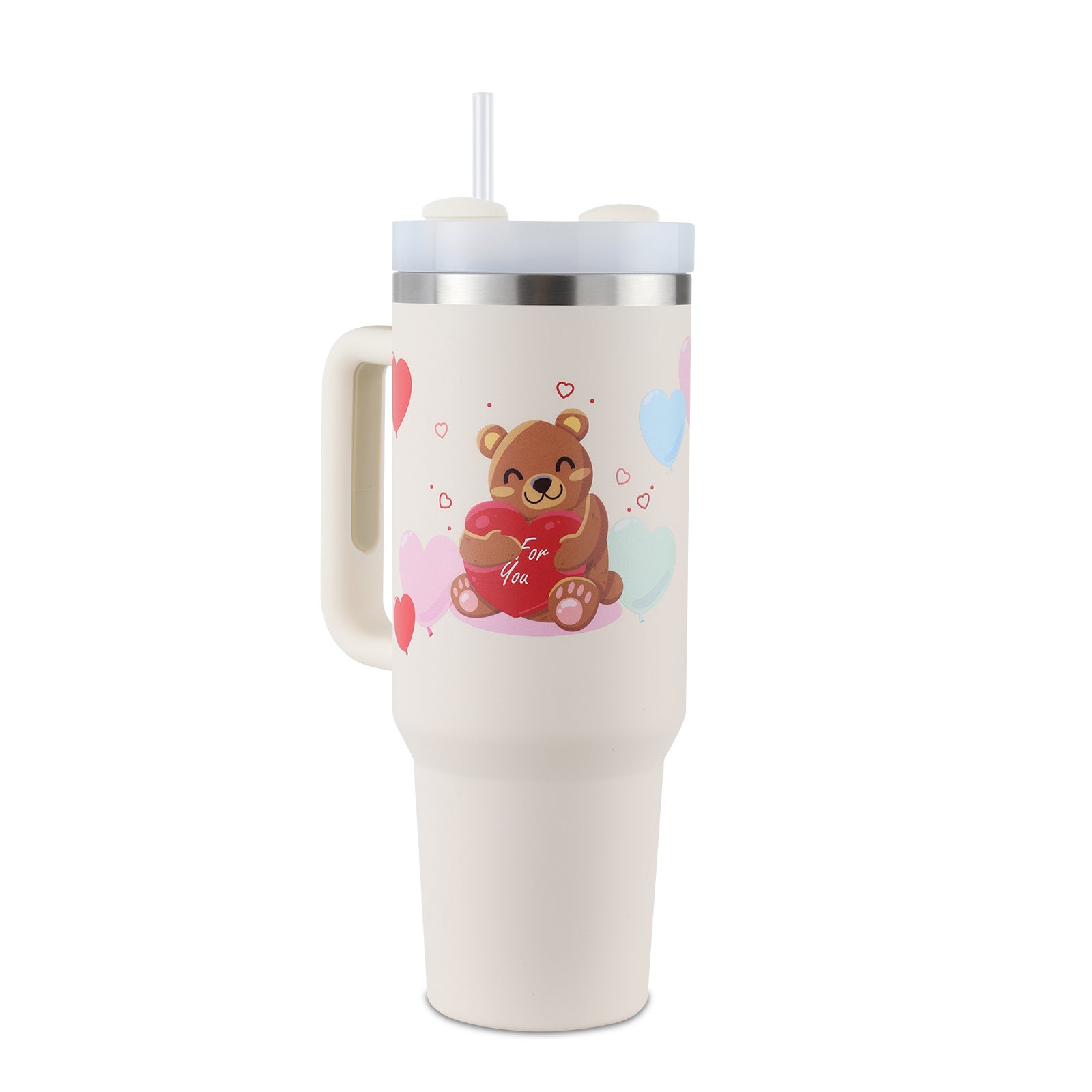 40oz Stainless Steel Coffee Mug with Straw & Handle – Large Capacity Travel Cup