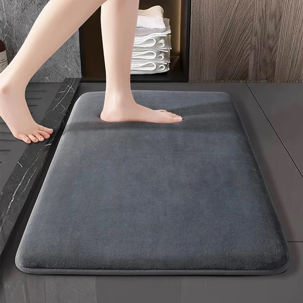 Bathroom Absorbent Floor Mat – Soft Flannel, Non-Slip, Quick-Dry & Stylish