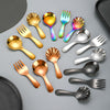 Stainless Steel Short Handle Round Head Shell Spoon & Fork – Elegant Dining Cutlery
