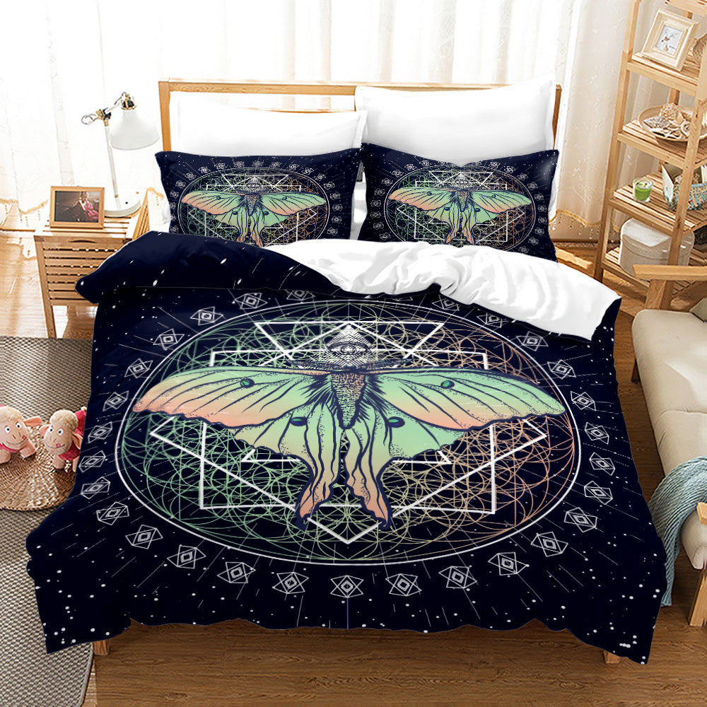 Acherontia Lachesis Printed Bedding Set – Modern 3-Piece Bed Sheet & Quilt Cover