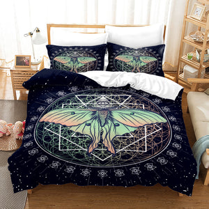 Acherontia Lachesis Printed Bedding Set – Modern 3-Piece Bed Sheet & Quilt Cover