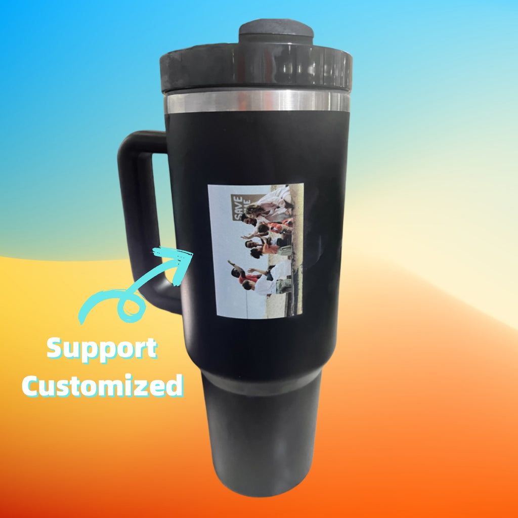 40oz Personalized Stainless Steel Coffee Tumbler – Insulated Travel Mug with Handle