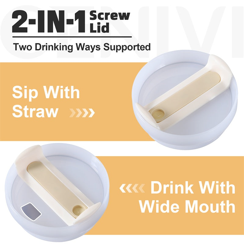 40oz Stainless Steel Coffee Mug with Straw & Handle – Large Capacity Travel Cup