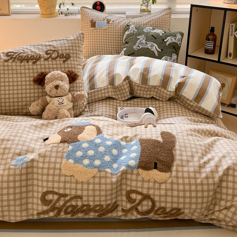 Luxury Cotton Embroidery Four-Piece Bedding Set – Soft, Breathable & Elegant Design
