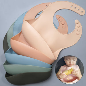 Soft Waterproof Silicone Baby Bib with Food Catcher – Easy Clean Feeding Bib