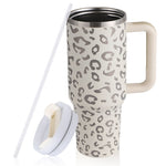 40oz Stainless Steel Coffee Mug with Straw & Handle – Large Capacity Travel Cup