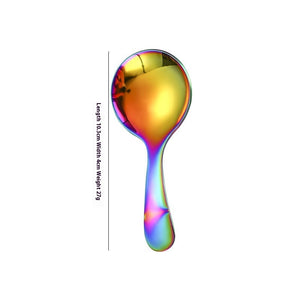 Stainless Steel Short Handle Round Head Shell Spoon & Fork – Elegant Dining Cutlery