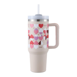 40oz Stainless Steel Coffee Mug with Straw & Handle – Large Capacity Travel Cup