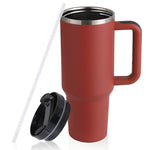 40oz Stainless Steel Coffee Mug with Straw & Handle – Large Capacity Travel Cup