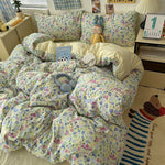 Soft Washed Cotton Four-Piece Bedding Set – Fresh Style Quilt Cover & Bed Sheet