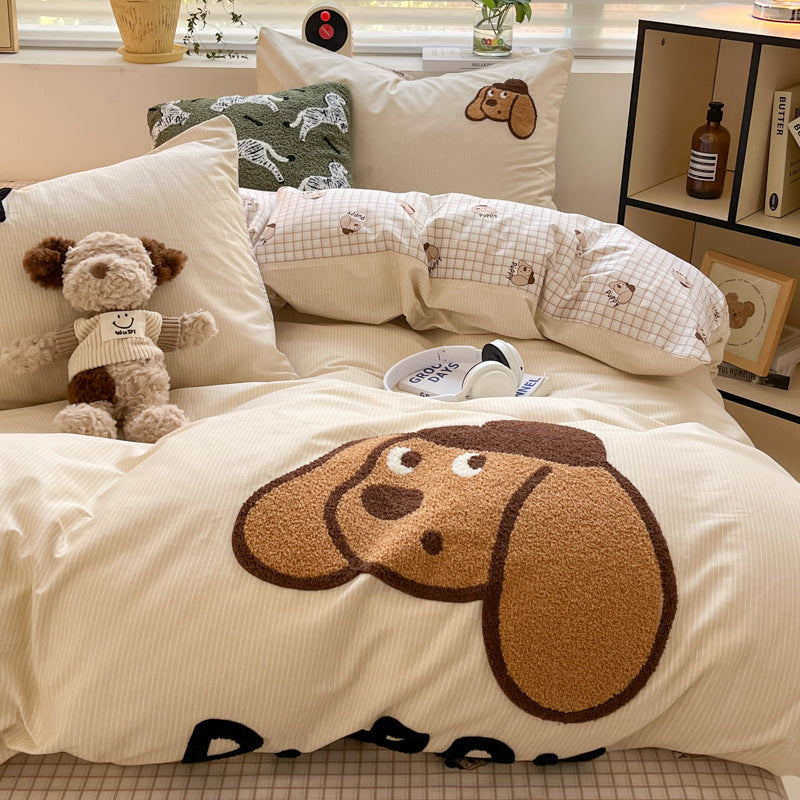 Luxury Cotton Embroidery Four-Piece Bedding Set – Soft, Breathable & Elegant Design