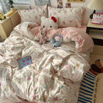 Soft Washed Cotton Four-Piece Bedding Set – Fresh Style Quilt Cover & Bed Sheet