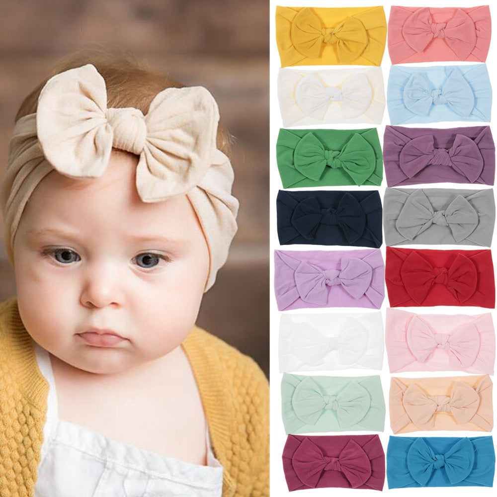 Bohemian Baby Headband – Soft Nylon Bow Hairband for Girls