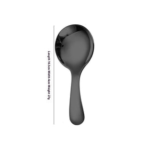 Stainless Steel Short Handle Round Head Shell Spoon & Fork – Elegant Dining Cutlery