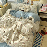 Soft Washed Cotton Four-Piece Bedding Set – Fresh Style Quilt Cover & Bed Sheet