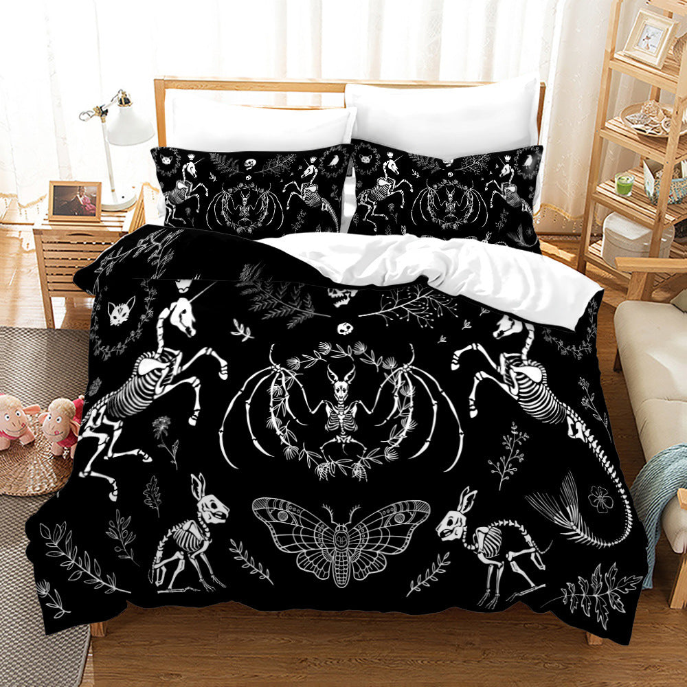 Acherontia Lachesis Printed Bedding Set – Modern 3-Piece Bed Sheet & Quilt Cover
