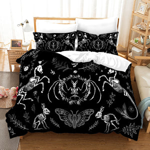 Acherontia Lachesis Printed Bedding Set – Modern 3-Piece Bed Sheet & Quilt Cover