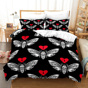 Acherontia Lachesis Printed Bedding Set – Modern 3-Piece Bed Sheet & Quilt Cover