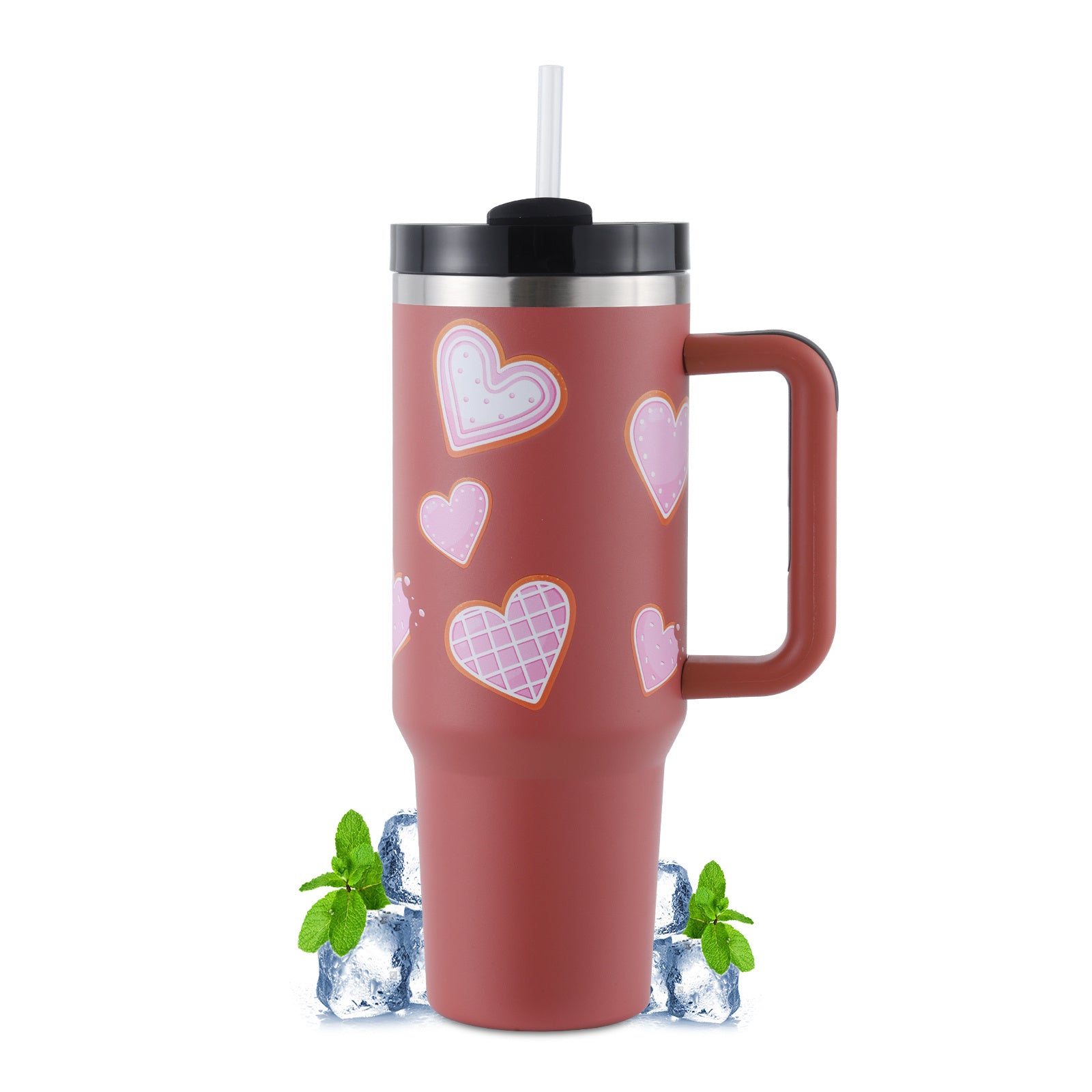 40oz Stainless Steel Coffee Mug with Straw & Handle – Large Capacity Travel Cup