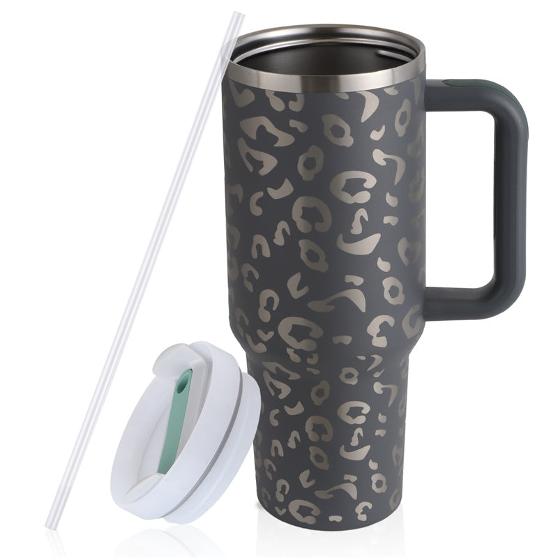 40oz Stainless Steel Coffee Mug with Straw & Handle – Large Capacity Travel Cup
