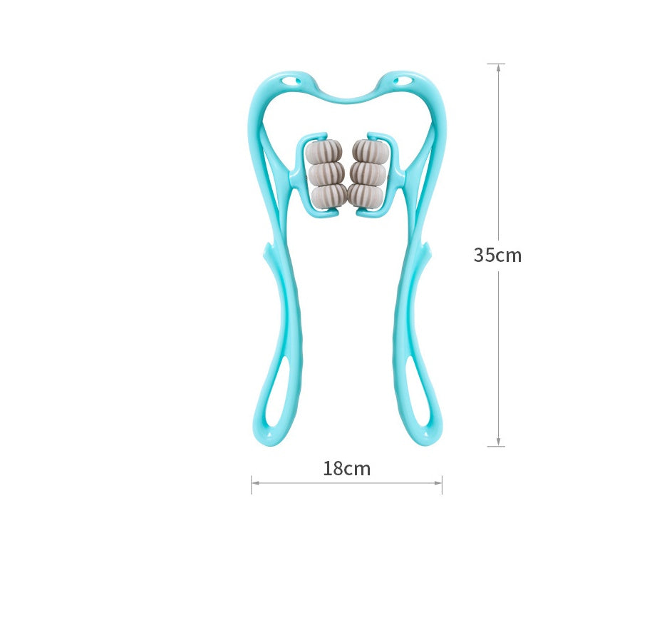 Multifunctional 6-Roller Neck Massager | Manual Massage Tool for Pain Relief