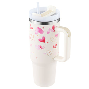 40oz Stainless Steel Coffee Mug with Straw & Handle – Large Capacity Travel Cup