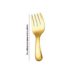 Stainless Steel Short Handle Round Head Shell Spoon & Fork – Elegant Dining Cutlery