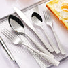 Western Tableware Hammered Stainless Steel Knife Fork Spoon Set – Elegant Dining Cutlery