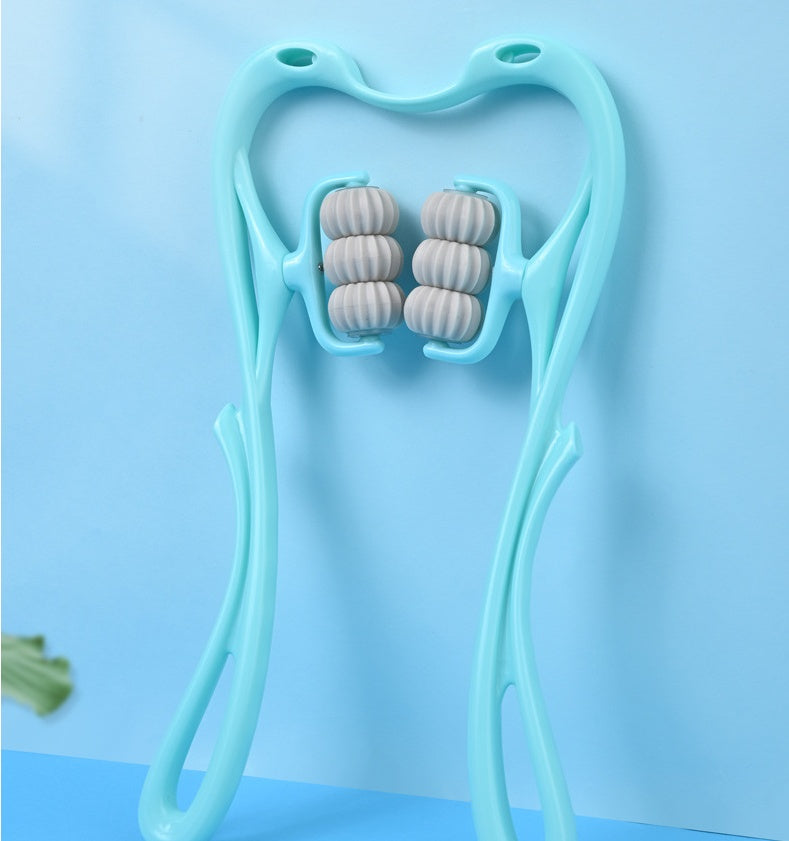 Multifunctional 6-Roller Neck Massager | Manual Massage Tool for Pain Relief