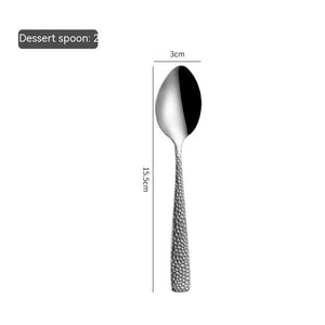 Western Tableware Hammered Stainless Steel Knife Fork Spoon Set – Elegant Dining Cutlery