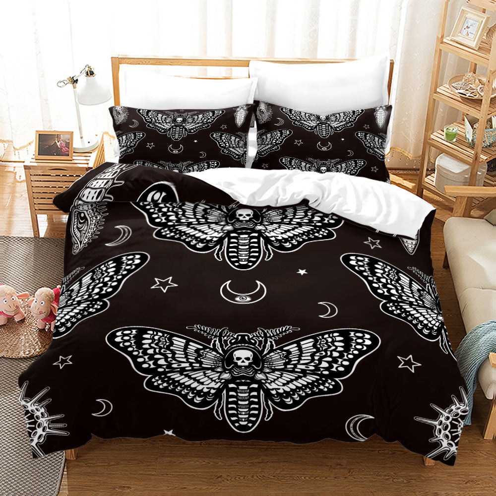 Acherontia Lachesis Printed Bedding Set – Modern 3-Piece Bed Sheet & Quilt Cover
