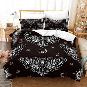 Acherontia Lachesis Printed Bedding Set – Modern 3-Piece Bed Sheet & Quilt Cover