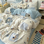 Soft Washed Cotton Four-Piece Bedding Set – Fresh Style Quilt Cover & Bed Sheet
