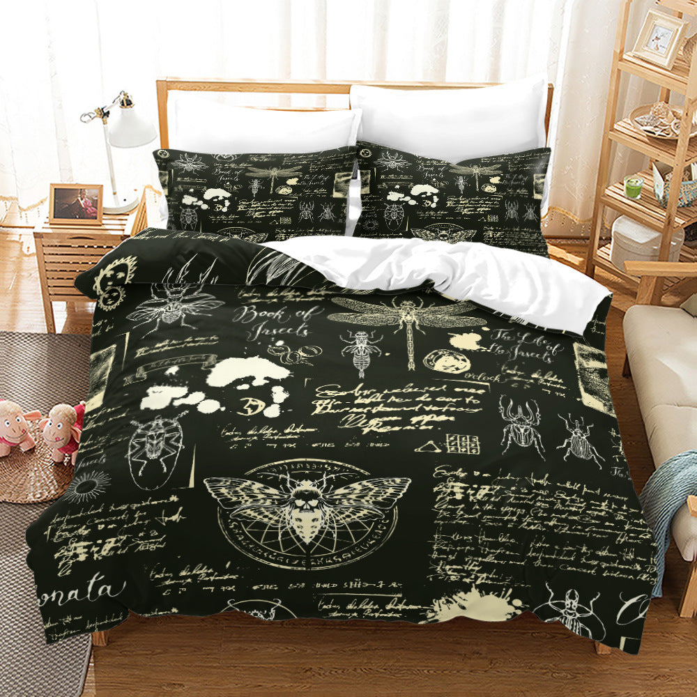 Acherontia Lachesis Printed Bedding Set – Modern 3-Piece Bed Sheet & Quilt Cover