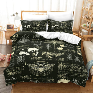 Acherontia Lachesis Printed Bedding Set – Modern 3-Piece Bed Sheet & Quilt Cover