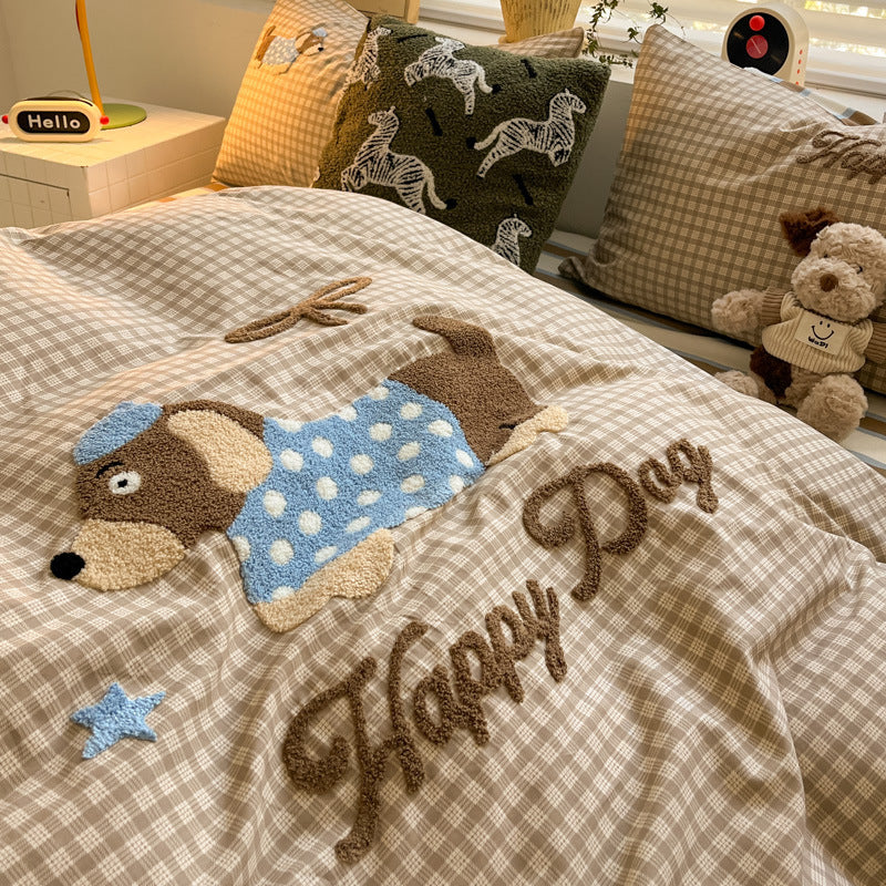 Luxury Cotton Embroidery Four-Piece Bedding Set – Soft, Breathable & Elegant Design