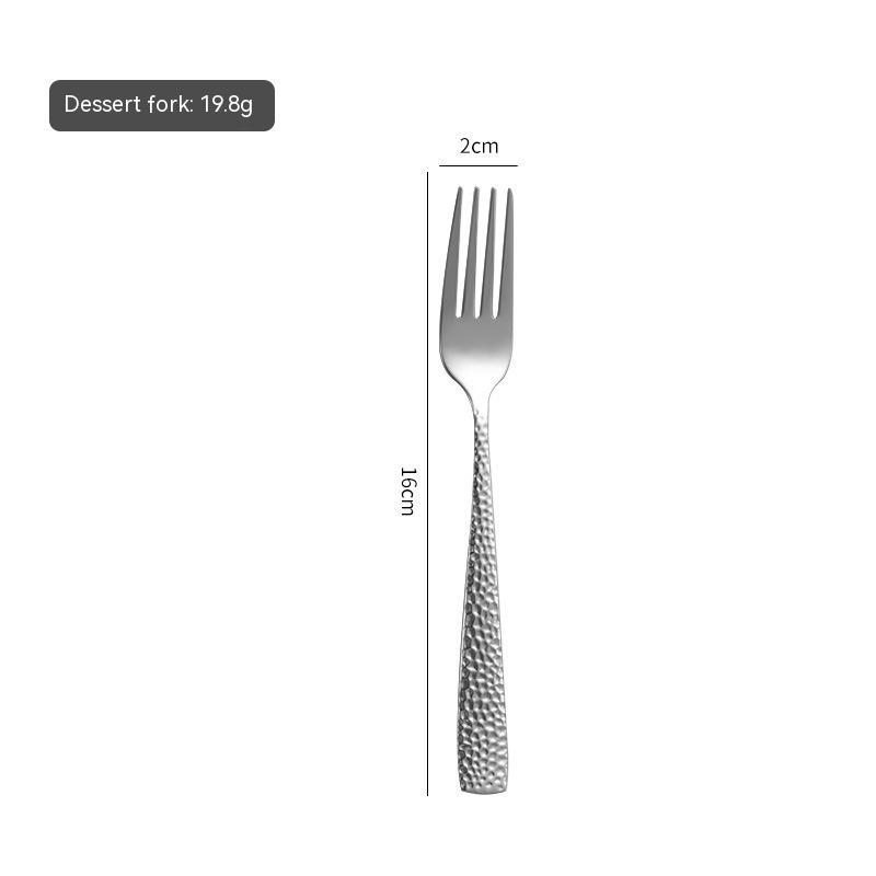 Western Tableware Hammered Stainless Steel Knife Fork Spoon Set – Elegant Dining Cutlery