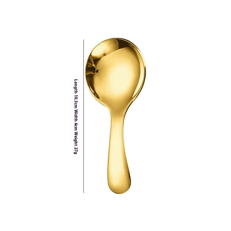 Stainless Steel Short Handle Round Head Shell Spoon & Fork – Elegant Dining Cutlery